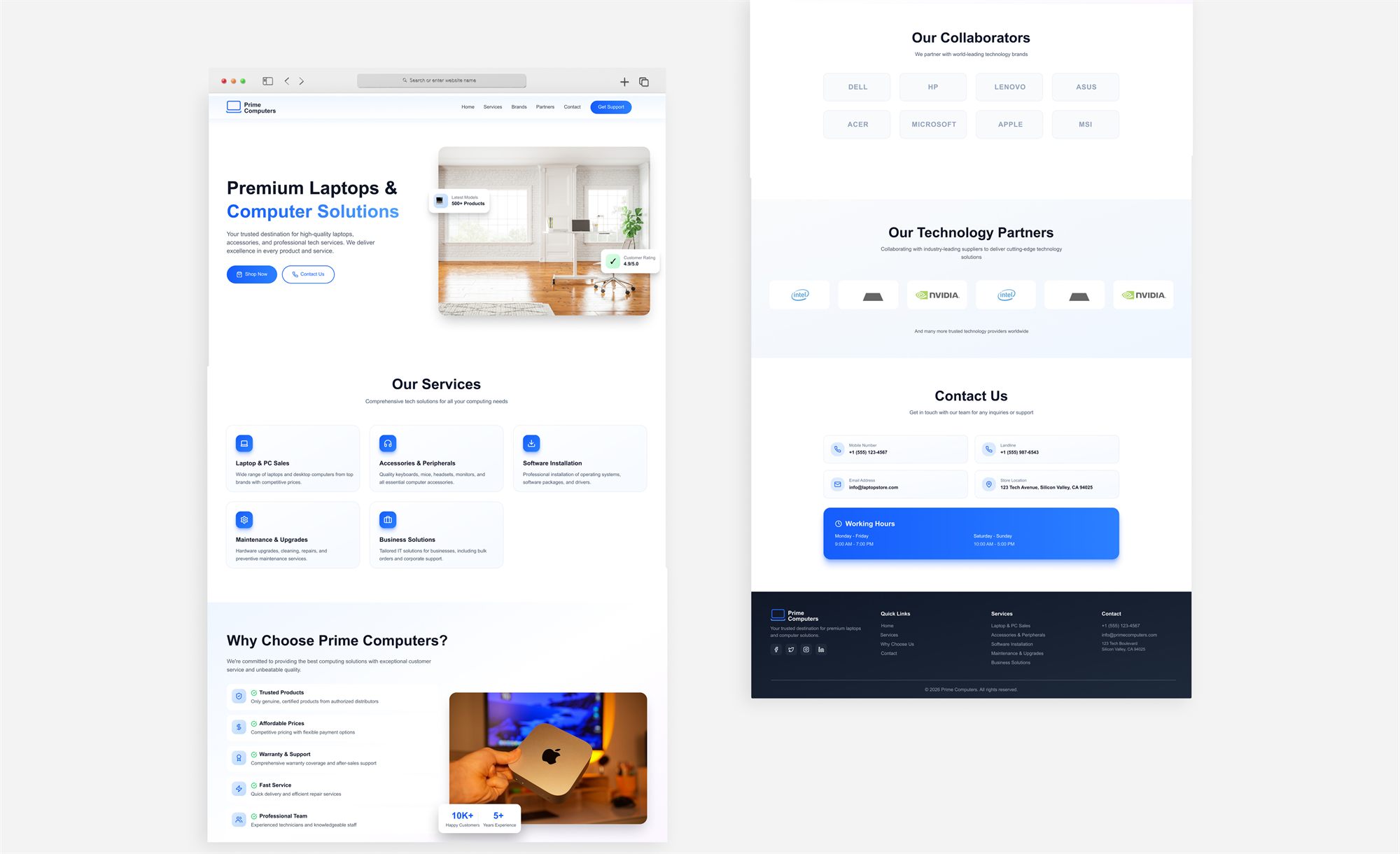 Prime Computers e-commerce website design